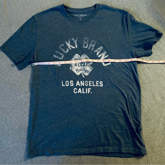 Lucky Brand LA 4-Leaf Clover Shirt Blue size Medium - Picture 2 of 6